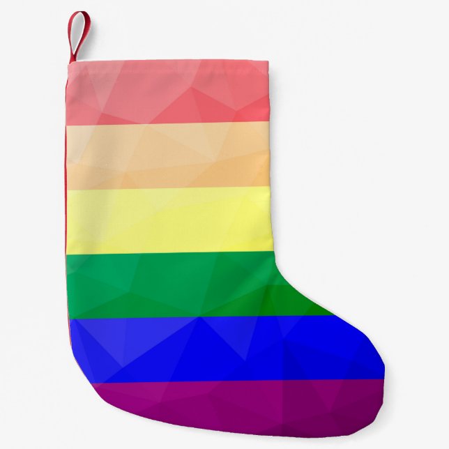 LGBT-Flagge Regenbogenlinien geometrisches Maschen Kleiner Weihnachtsstrumpf (Vorderseite)
