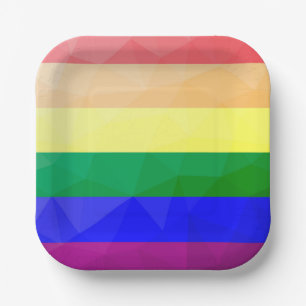 LGBT-Flagge Regenbogenlinien geometrisches Maschen Pappteller