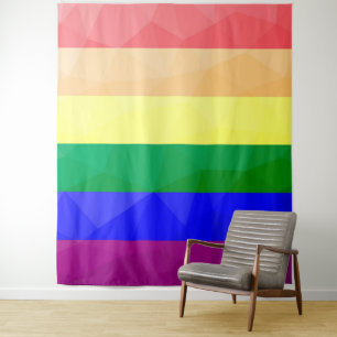 LGBT-Flagge Regenbogenlinien geometrisches Maschen Wandteppich