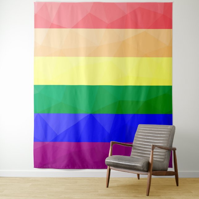 LGBT-Flagge Regenbogenlinien geometrisches Maschen Wandteppich (Beispiel)