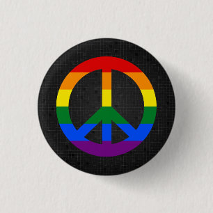 LGBT Flaggen-Friedenszeichenschwarzknopf Button