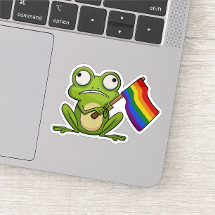 LGBT-Frosch mit Fahne Aufkleber