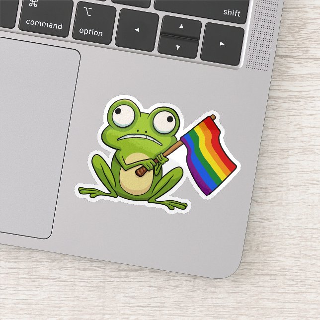 LGBT-Frosch mit Fahne Aufkleber (Detail)
