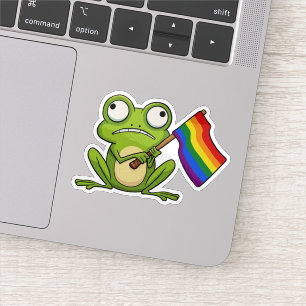 LGBT-Frosch mit Pride-Flagge Aufkleber