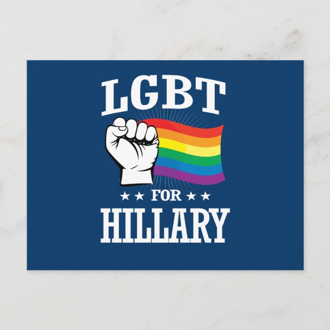 LGBT FÜR HILLARY POSTKARTE (Vorderseite)