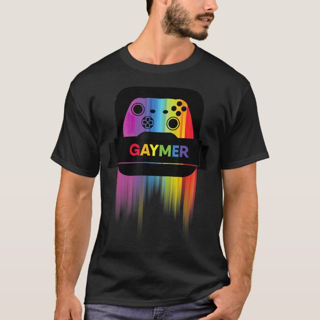 LGBT Gamer Gaymer T Gay Pride Rainbow Gamepad T-Shirt (Vorderseite)