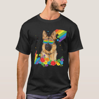 LGBT Gay German Shepherd Dog Pride Flag Regen T-Shirt