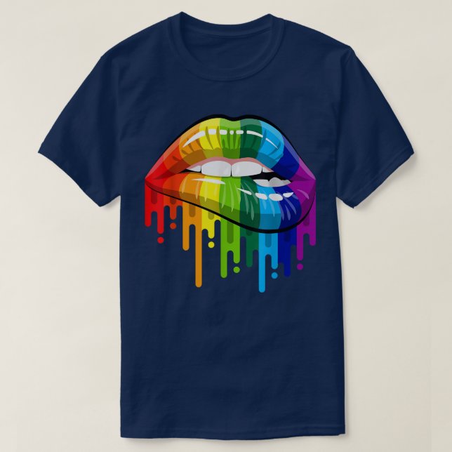 LGBT Gay Homoseual Lesbian Rainbow Lips Prix  T-Shirt (Design vorne)