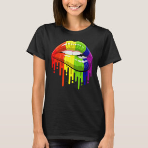 Lgbt Gay Homosexuelle Lesben Rainbow Lips Prix T-Shirt