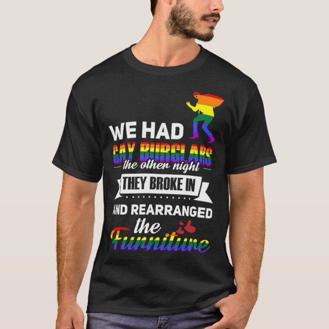 LGBT Gay Lesbian Bisexual Pride Burglars T-Shirt (Vorderseite)