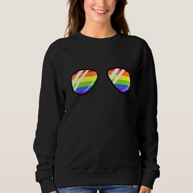 Lgbt Gay Lesbian Pride Rainbow Sunglasses Lgbtq Sweatshirt (Vorderseite)