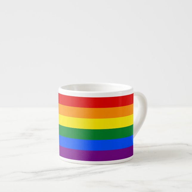 LGBT-Gay Pride 6-Streifen-Regenbogenflagge Espressotasse (Vorderseite Rechts)