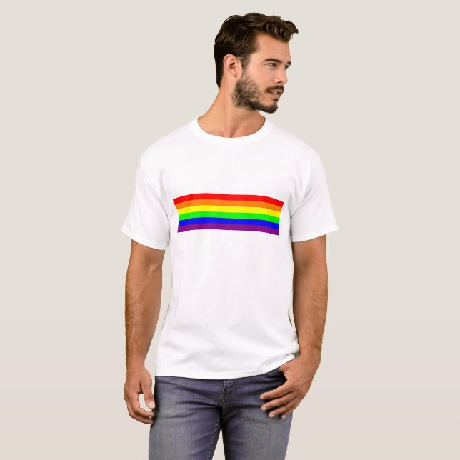 LGBT-Gay Pride Basic 6-Farbreglerbogen T-Shirt (Vorne ganz)