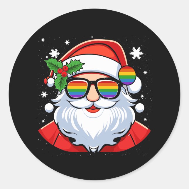 LGBT Gay Pride Cool Trendy Santa Claus Gay Merry C Runder Aufkleber (Vorderseite)