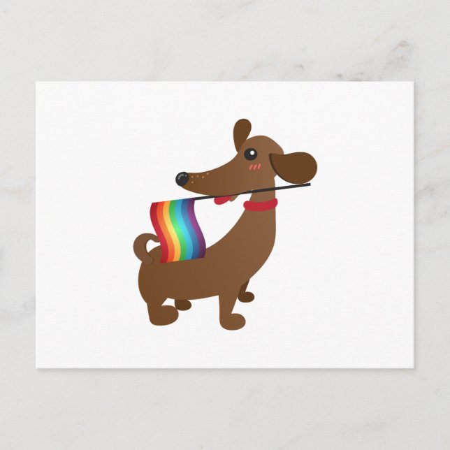 LGBT Gay Pride Flag Dackel - LGBT Funny Postkarte (Vorderseite)