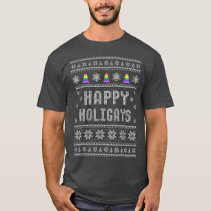 LGBT Gay Pride Happy Holigays Weihnachten T-Shirt