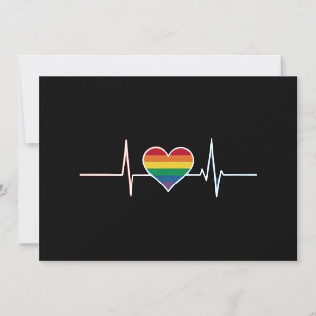 LGBT Gay Pride Heartbeat Lesbian Gays Liebe Einladung (Vorderseite)