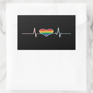 LGBT Gay Pride Heartbeat Lesbian Gays Liebe Rechteckiger Aufkleber