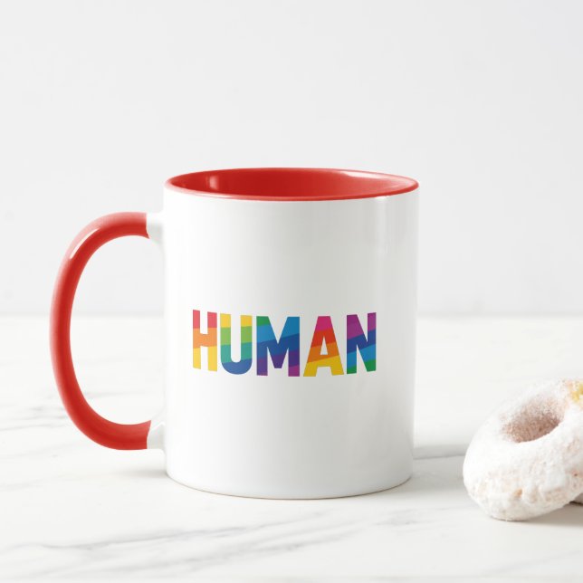 LGBT Gay Pride Menschen Regenbogen Kaffeetasse (Mit Donut)