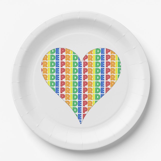 LGBT Gay Pride Monat Feier Rainbow Herz Pappteller (Vorderseite)