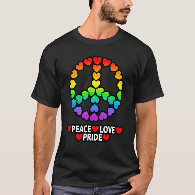 LGbt Gay Pride Monat Liebe Friedenszeichen Regenbo T-Shirt (Vorderseite)
