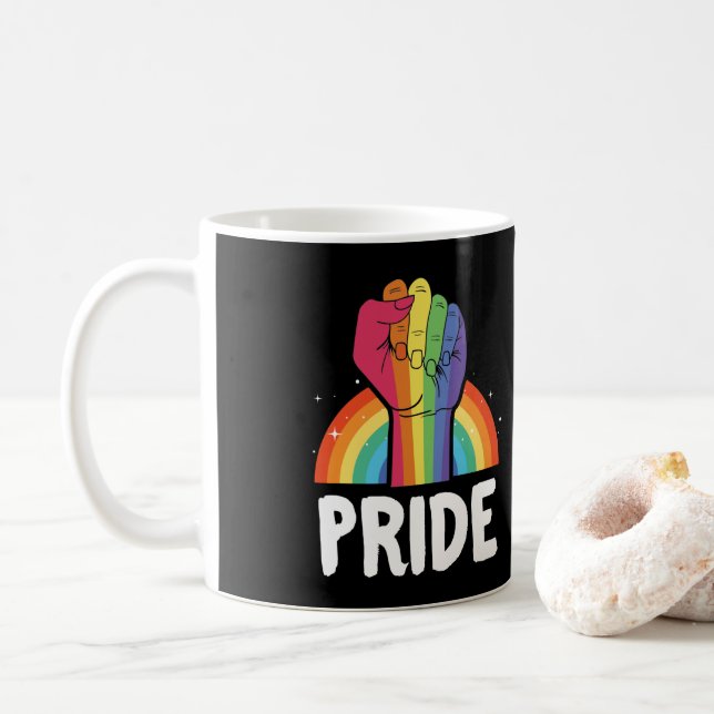 LGBT Gay Pride Monat Regenbogenfalte Kaffeetasse (Mit Donut)
