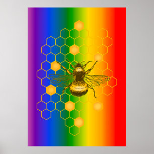 LGBT Gay Pride Rainbow Bee-live-Poster Poster