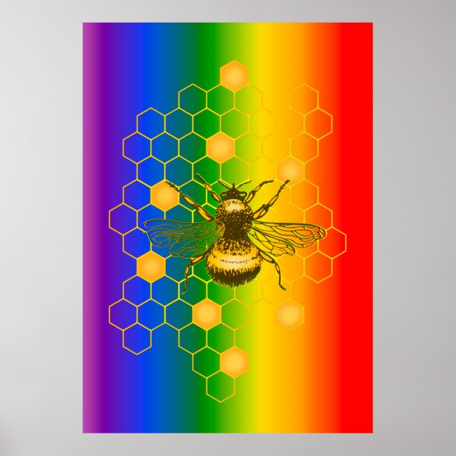 LGBT Gay Pride Rainbow Bee-live-Poster Poster (Vorne)