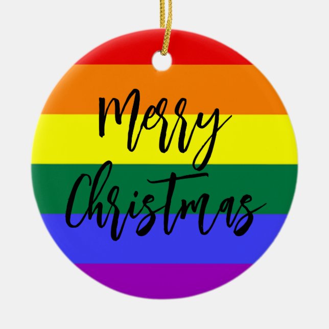 LGBT Gay Pride Rainbow Custom Foto Christmas Keramik Ornament (Vorne)