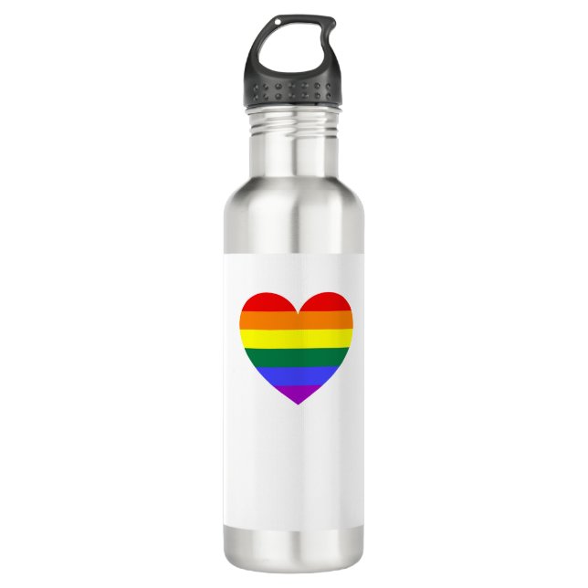 LGBT Gay Pride Rainbow Heart Edelstahlflasche (Vorderseite)