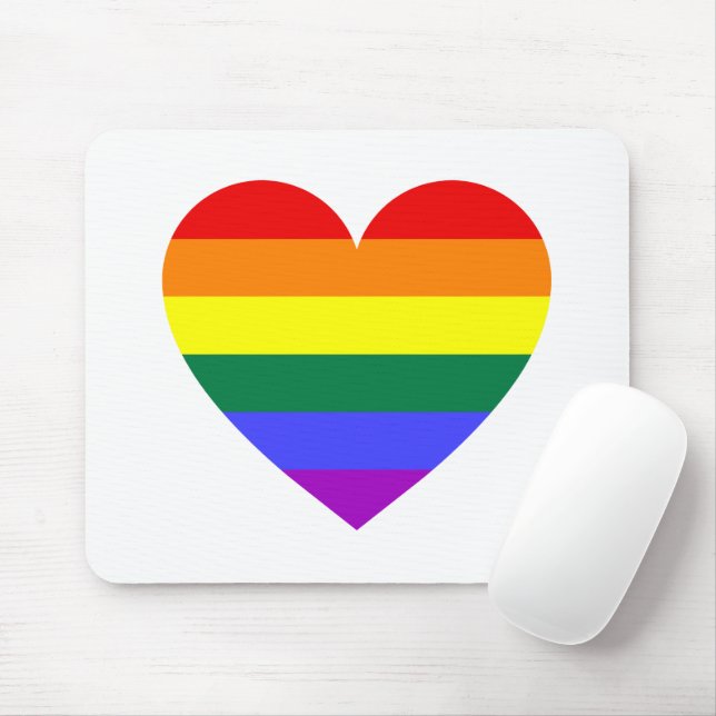 LGBT Gay Pride Rainbow Heart Mousepad (Mit Mouse)
