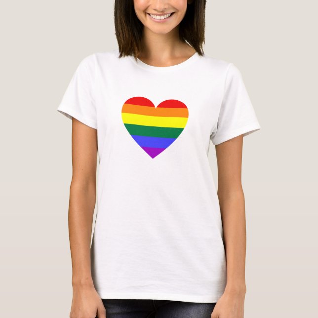LGBT Gay Pride Rainbow Heart T-Shirt (Vorderseite)