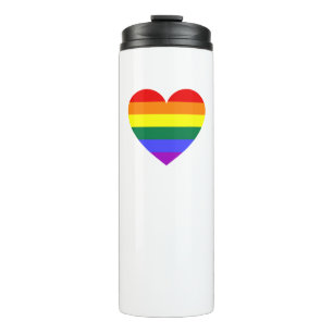 LGBT Gay Pride Rainbow Heart Thermosbecher