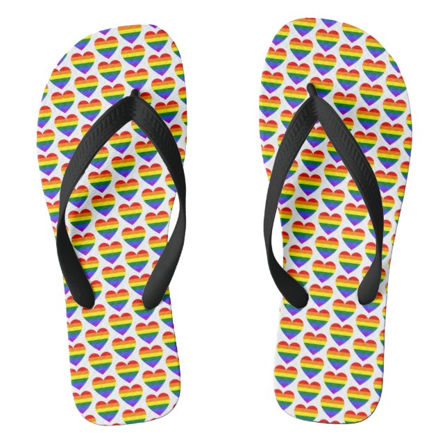 LGBT Gay Pride Rainbow Herzmuster Flip Flops (Fußbett)