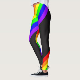 LGBT Gay Pride Rainbow Ribbon auf schwarz Leggings