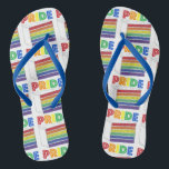 LGBT-Gay Pride-Rainbow-Schicht-Wedelscheibe Flip Flops<br><div class="desc">Flip Flops bieten eine originale Marker-Abbildung eines Regenbogenparties mit PRIDE in einem Regenbogen-Schriftart. Ideal für den Pride Month! Sehen Sie nicht,  wonach Sie suchen? Brauchen Sie Hilfe bei der Anpassung? Kontaktieren Sie Rebecca,  um etwas für Sie entworfen zu haben.</div>