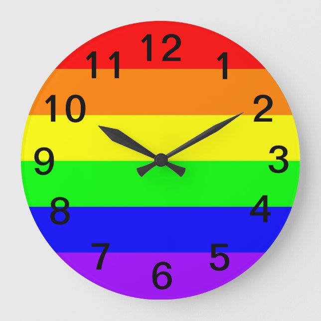 LGBT Gay Pride-Regenbogen-Flagge! Zeit für Große Wanduhr (Vorderseite)