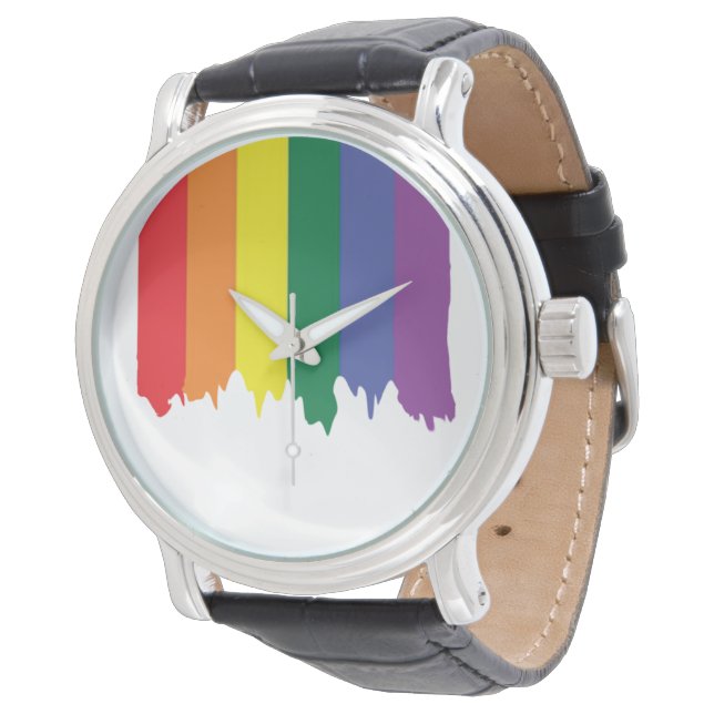 LGBT-Gay Pride-Regenbogen-Paint Armbanduhr (Schrägansicht)