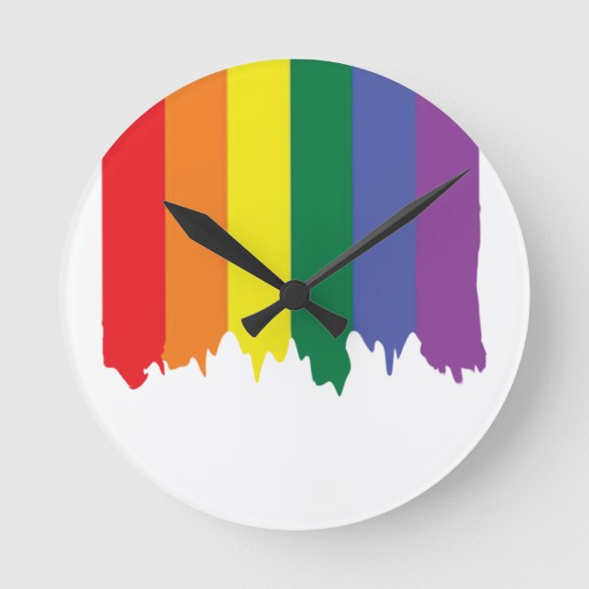 LGBT-Gay Pride-Regenbogen-Paint Runde Wanduhr (Vorderseite)