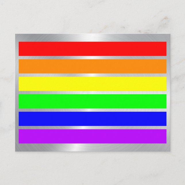 LGBT Gay Pride Regenbogenfarben glänzend Silber Postkarte (Vorderseite)