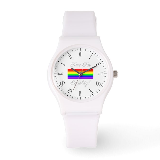 LGBT Gay Pride Regenbogenflagge! Zeit für Gleichhe Armbanduhr (Vorderseite)