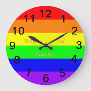 LGBT Gay Pride Regenbogenflagge! Zeit für Gleichhe Große Wanduhr