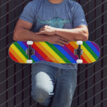 LGBT-Gay Pride-Regenbogenstreifen farbige Flag LGB Skateboard<br><div class="desc">Schönes, lebendiges, LGBT Gay Pride Regenbogenfarben, farbenfrohe geometrische Streifen Muster, benutzerdefinierte, personalisierte, klassische elegante Imitate Gold Drehbuch / Typografie / Schriftart, moderne, coole, stilvolle, beste Qualität harte Maple Wettbewerb geformt Skateboard Deck. Zum Anpassen geben Sie einfach Ihren Namen / Monogramm / Initialen ein. Während Sie hinzufügen / Design, werden Sie...</div>