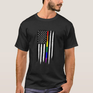 LGBT-Gay Pride-Thin-Line-amerikanische Flagge T-Shirt