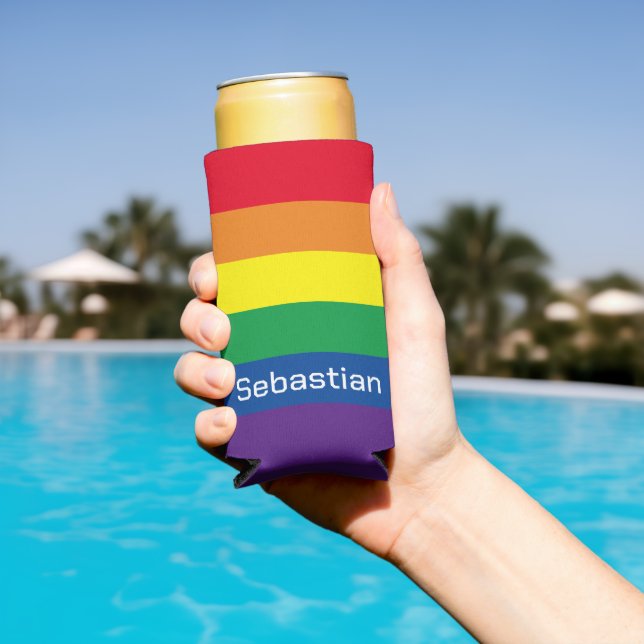 LGBT Gay Rainbow Prilag Personalisiert Selters Dosenkühler (In Situ Pool)