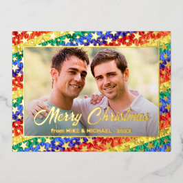 LGBT Gay Regenbogenflagge Stern Zoll Weihnachten F Folien Feiertagspostkarte