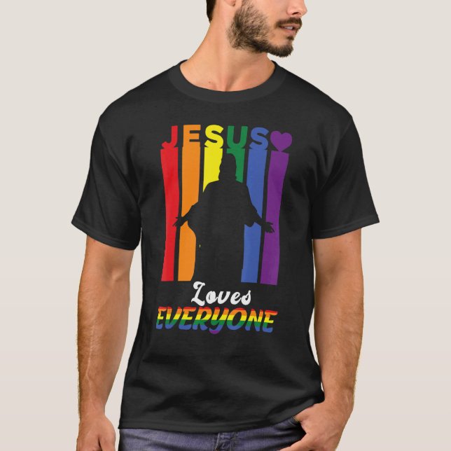 LGBT Gay Rights Jesus Lieben Jeder Pride Grafik T-Shirt (Vorderseite)