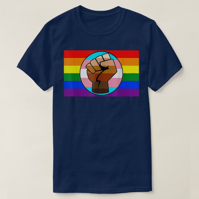 LGBT Gay Trans Pride BLM Fist Flag  T-Shirt (Design vorne)