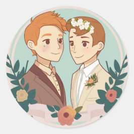 LGBT Gay Wedding Runder Aufkleber