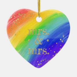 LGBT-getränkter Aquarellbogen und Gold Keramik Ornament